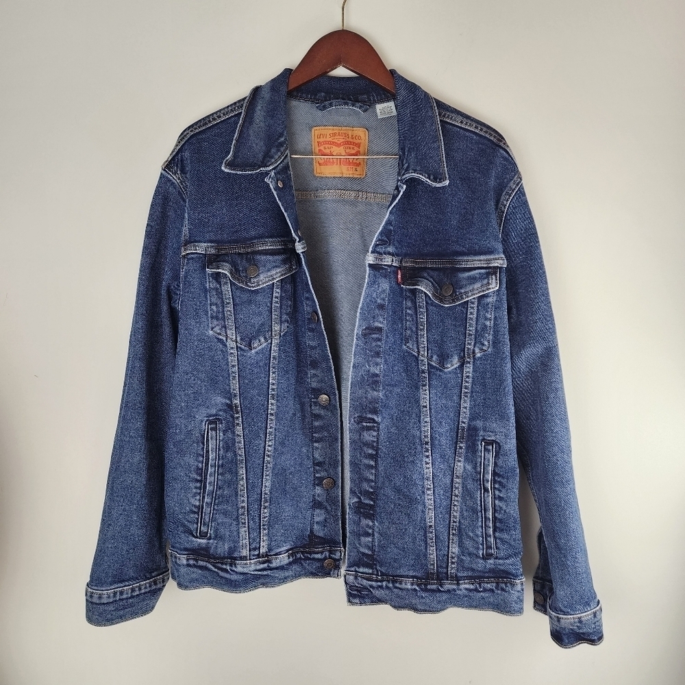 Levis Dark Blue Trucker Red Tab Jean Jacket Size XL